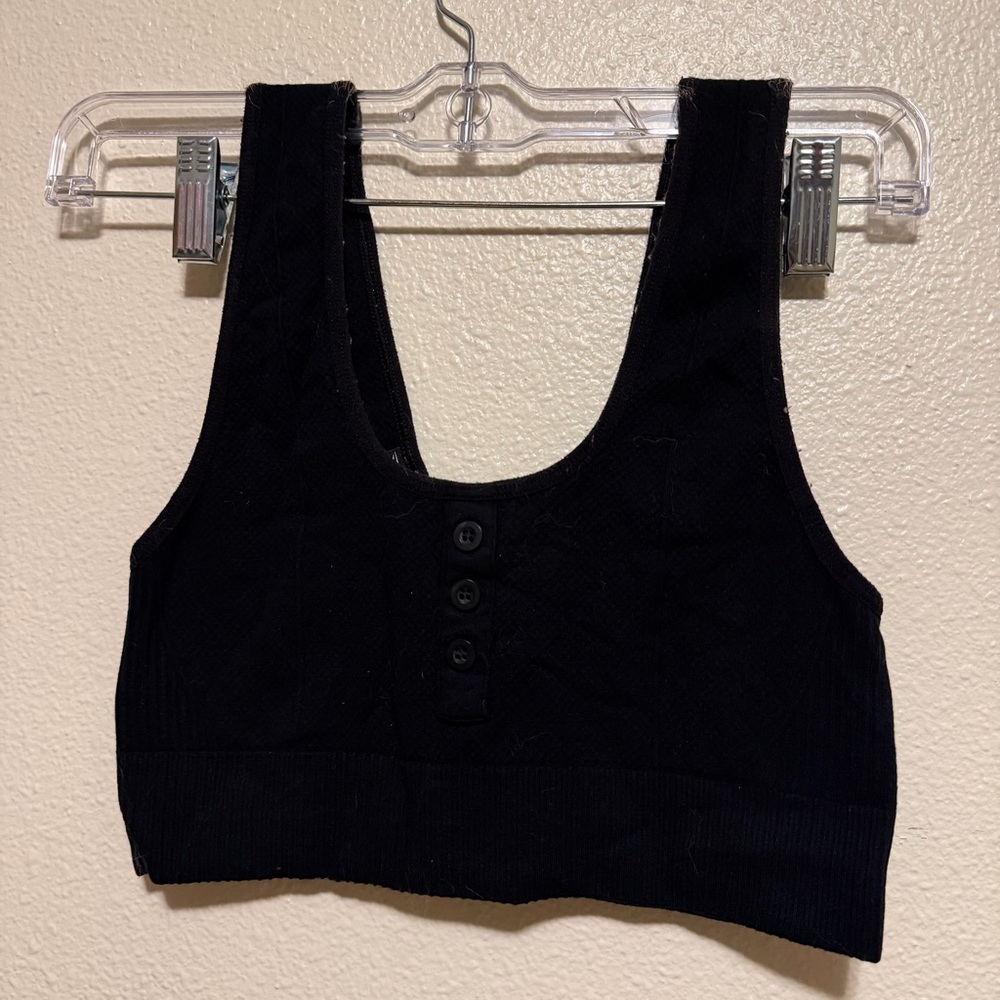 Gymshark Black Buttoned Sports Bra
